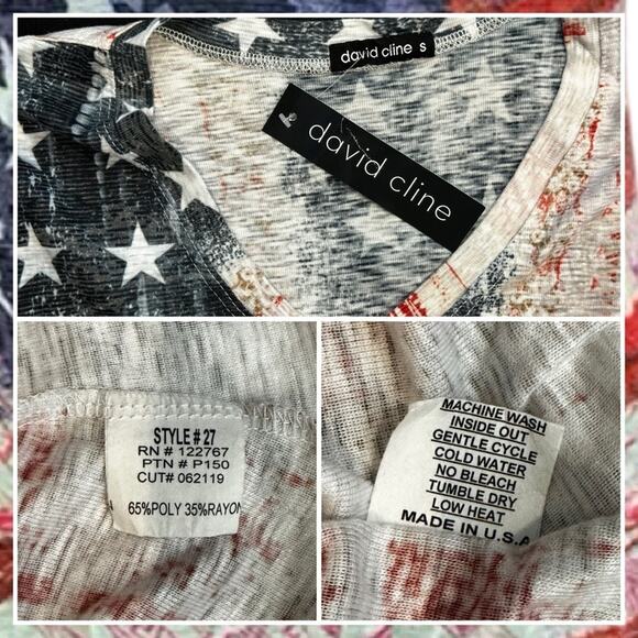 NWT David Cline V-Neck Short Sleeve T-Shirt Dress SZ Small Patriotic $119 - Picture 12 of 16
